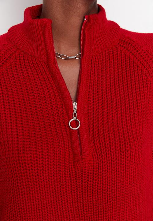 Trendyol - Stand-up collar sweater - red