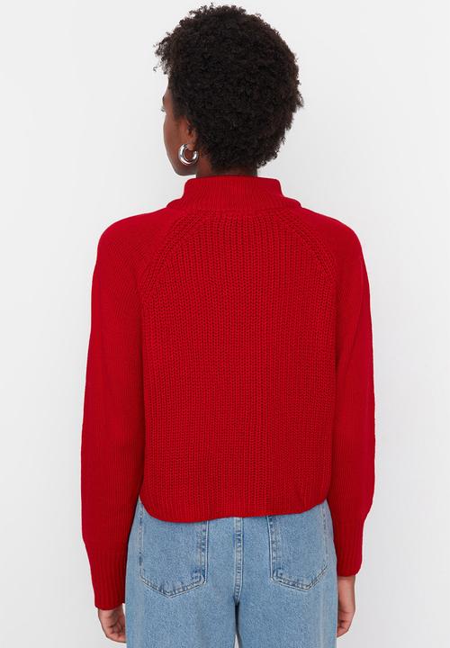 Trendyol - Stand-up collar sweater - red