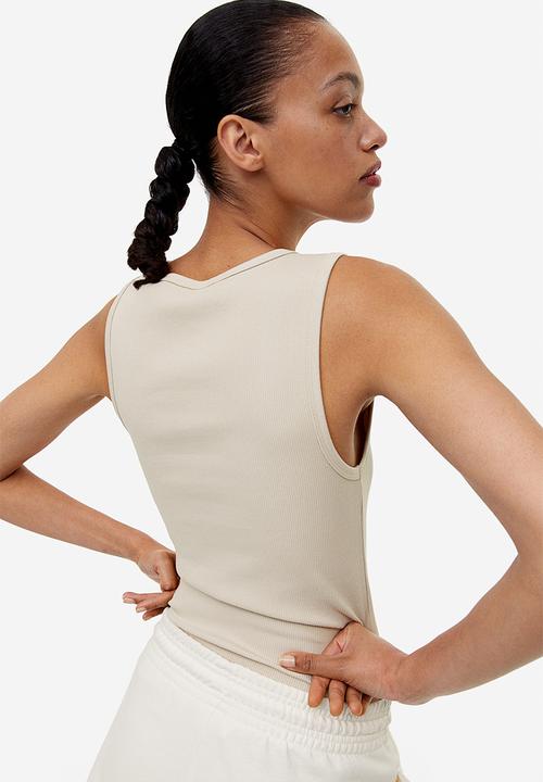 H&M - Ribbed vest top - light beige 
