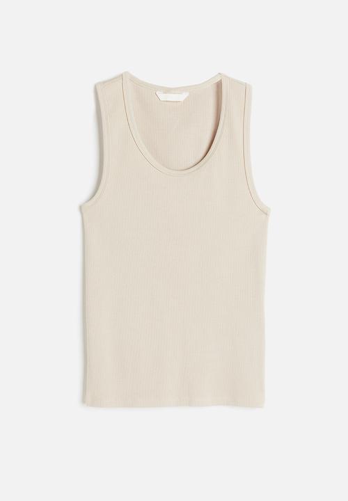 H&M - Ribbed vest top - light beige 