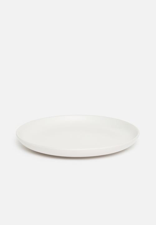 Excellent Houseware - Emble stoneware dinner plate set of 4 - white