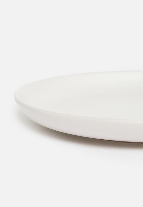 Excellent Houseware - Emble stoneware dinner plate set of 4 - white