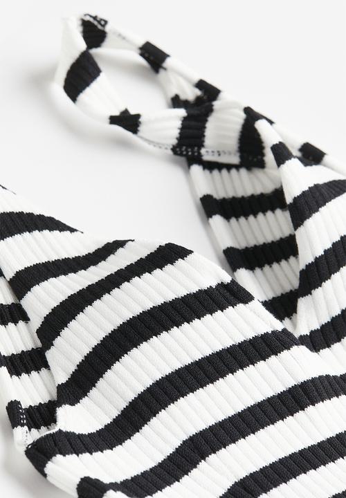 H&M - Rib-knit bodycon dress - black white striped