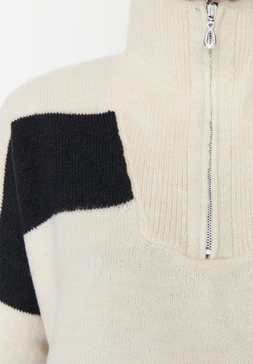 Trendyol - Zippered collar sweater - stone
