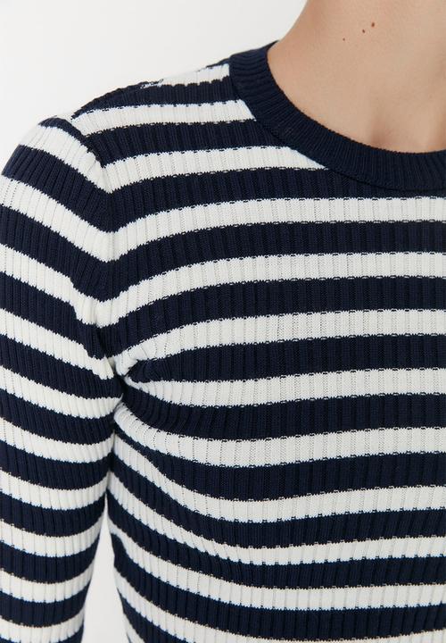 Trendyol - Basic striped sweater - navy & white 