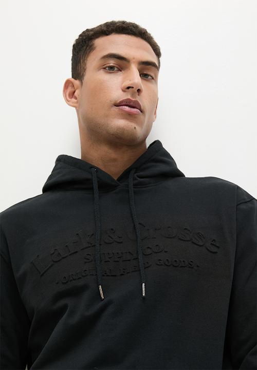 Lark & Crosse - Fashion embossed pullover hoodie sweat - black