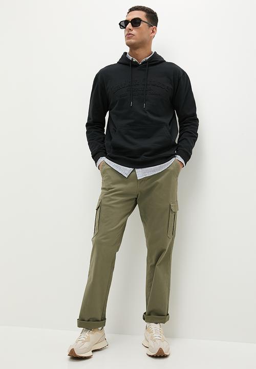 Lark & Crosse - Fashion embossed pullover hoodie sweat - black