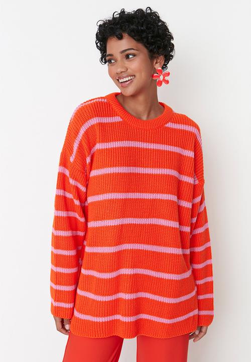 Trendyol - Oversized sweater - orange stripe