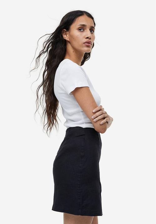 H&M - Linen skirt - black