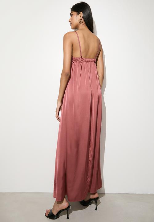 VELVET - Strappy trapeze maxi with pleat detail - deco rose