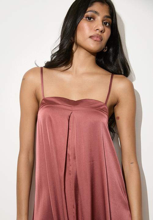 VELVET - Strappy trapeze maxi with pleat detail - deco rose