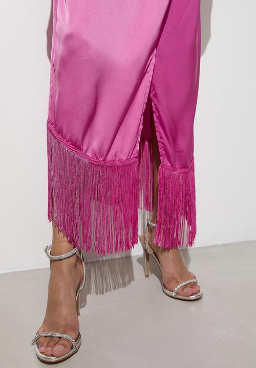 VELVET - Fringe wrap mdi dress - pink