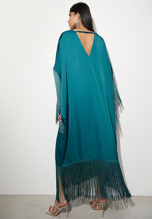 VELVET - Fringe kaftan dress - teal