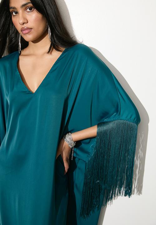 VELVET - Fringe kaftan dress - teal