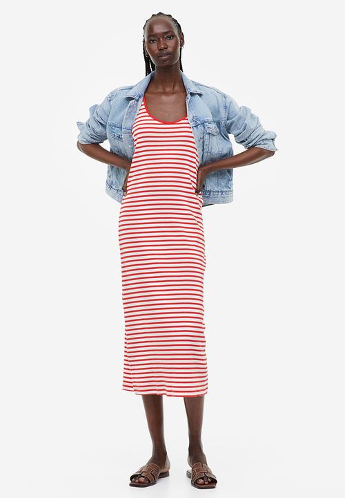 H&M - Ribbed dress - red & white striped