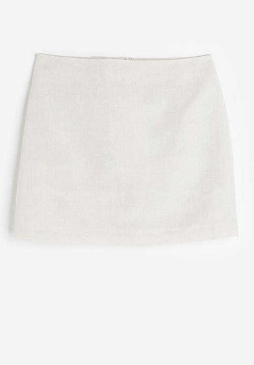 H&M - Linen-blend mini skirt - light beige