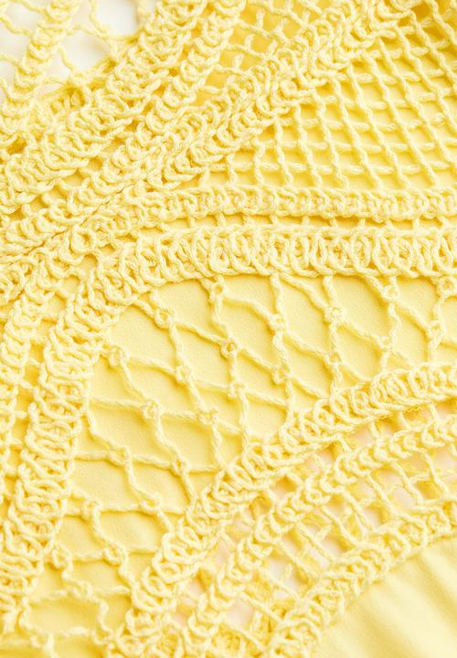 H&M - Crochet-look dress - light yellow