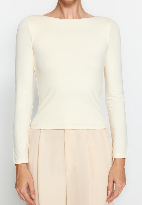 Trendyol - Boat neck fitted top - stone