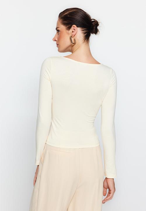 Trendyol - Boat neck fitted top - stone