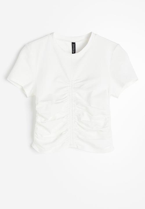 H&M - Gathered jersey top - cream