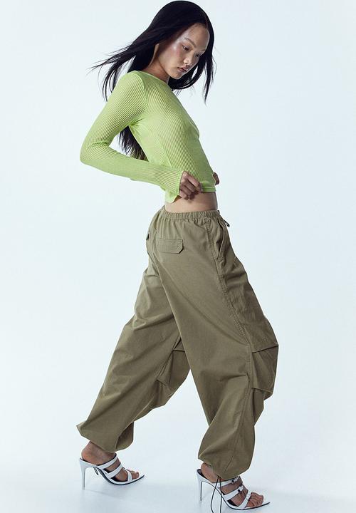 H&M - Parachute trousers - khaki green