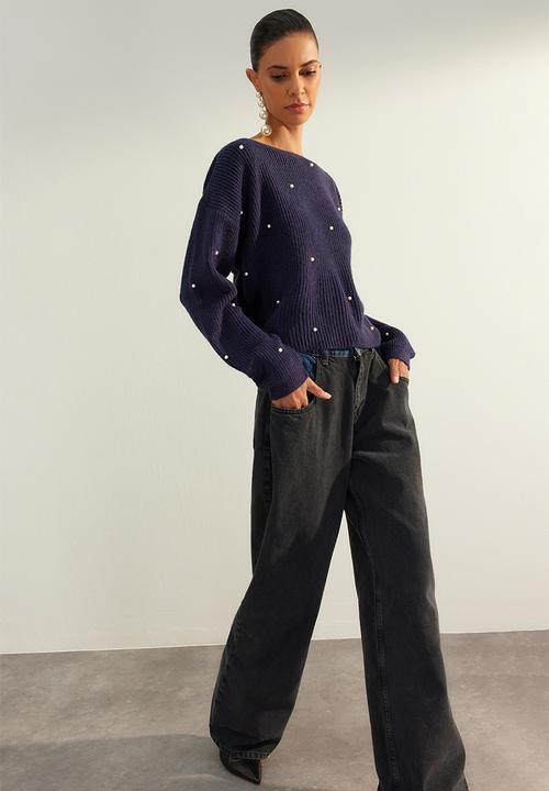 Trendyol - Limited edition pearl detail sweater - navy