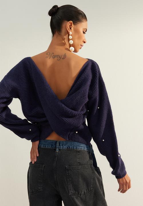 Trendyol - Limited edition pearl detail sweater - navy