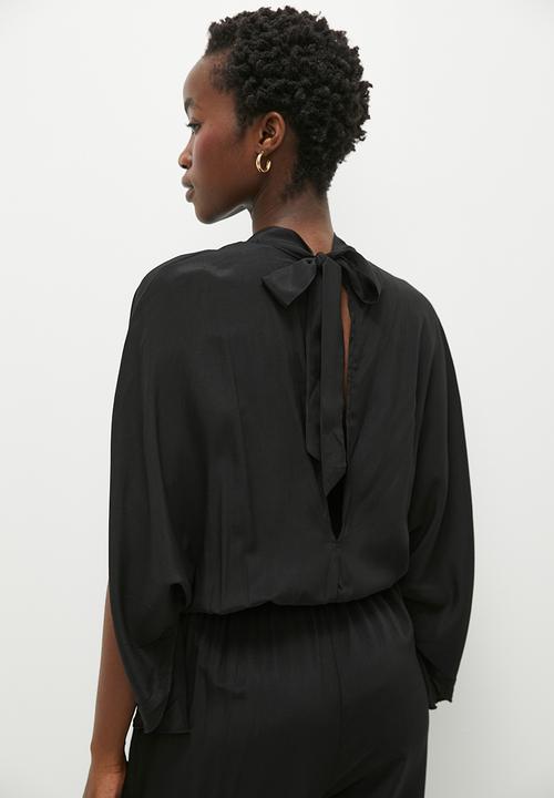 dailyfriday - High neck slit sleeve jumpsuit - black