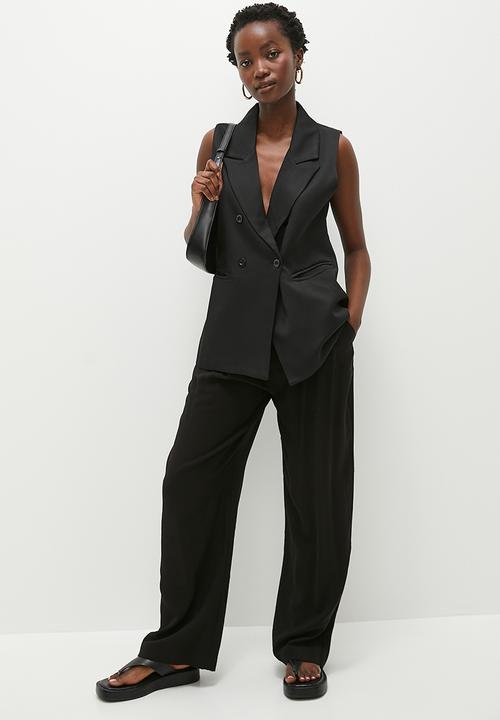 dailyfriday - Sleeveless double breast blazer - black