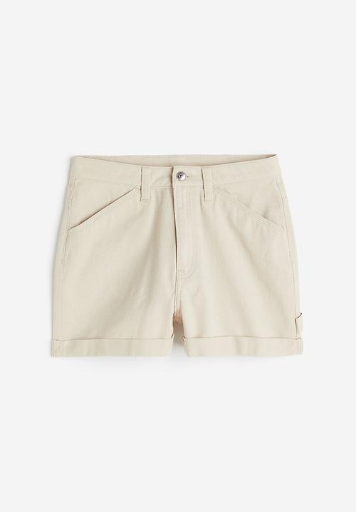 H&M - High-waisted cargo shorts - light beige