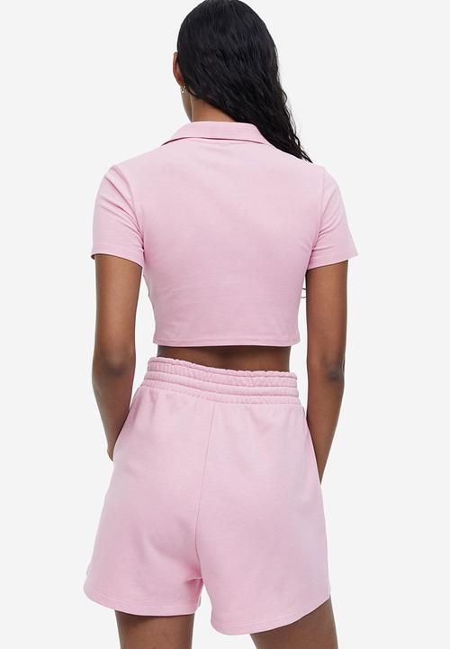 H&M - Collared cropped top - light pink