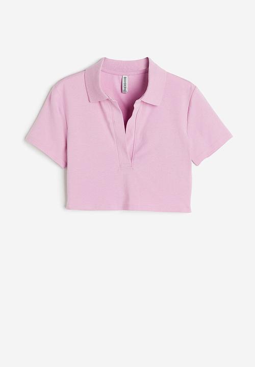 H&M - Collared cropped top - light pink