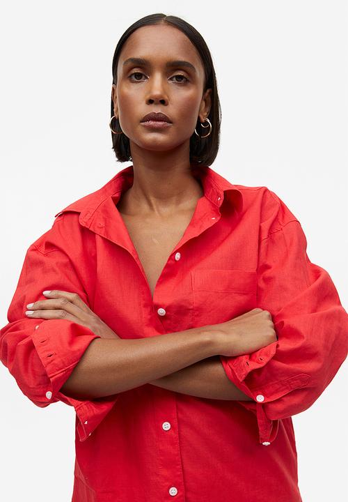 H&M - Linen-blend shirt - red