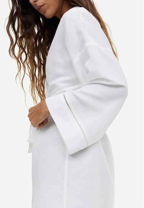 H&M - Linen-blend dressing gown - white