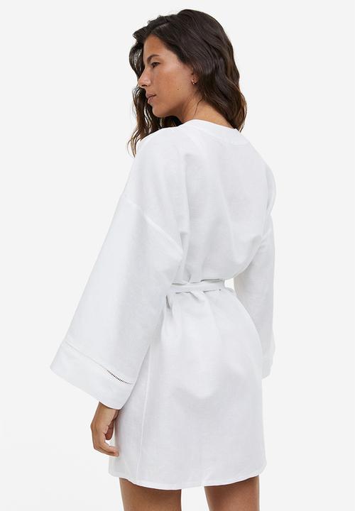 H&M - Linen-blend dressing gown - white