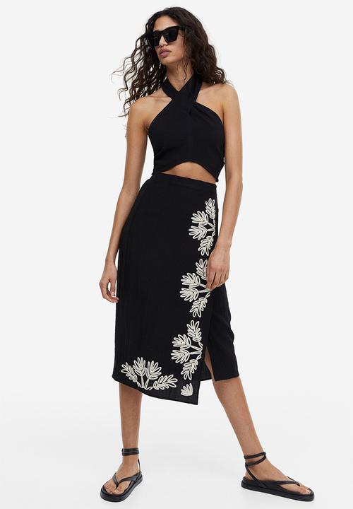 H&M - Cropped halterneck top - black