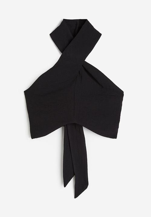 H&M - Cropped halterneck top - black