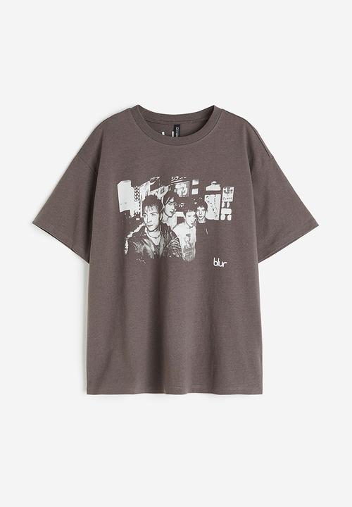 H&M - Oversized printed T-shirt - dark grey blur