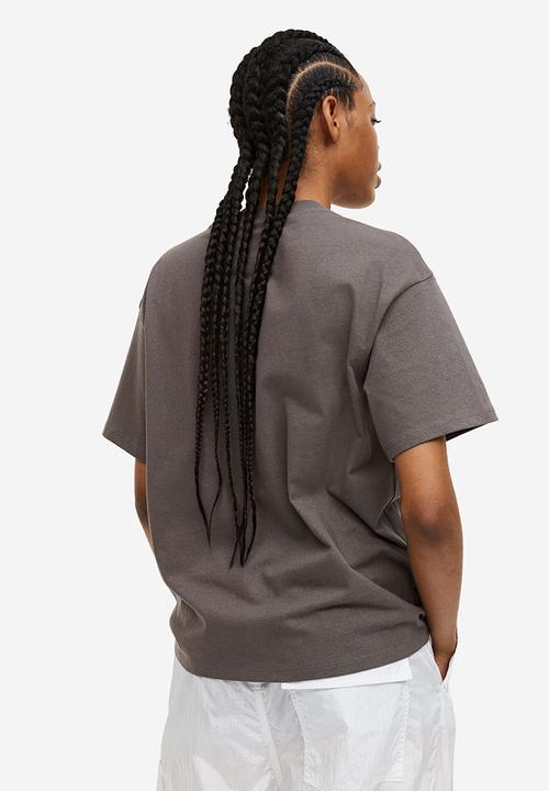 H&M - Oversized printed T-shirt - dark grey blur