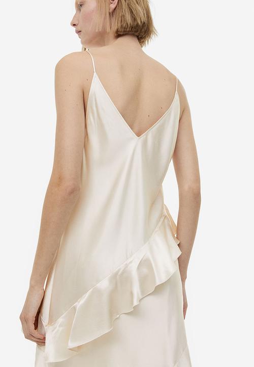 H&M - Flounced satin slip dress - cream