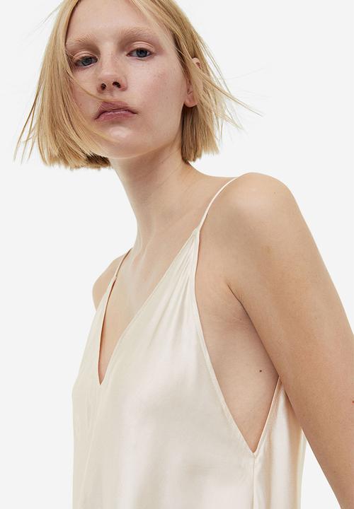 H&M - Flounced satin slip dress - cream