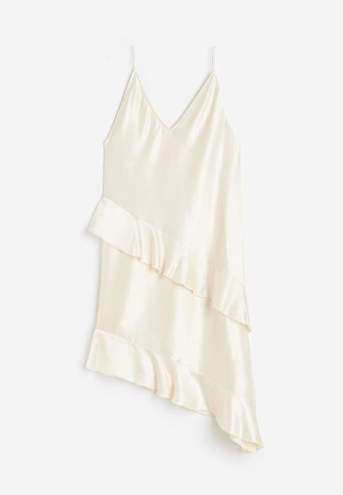 H&M - Flounced satin slip dress - cream