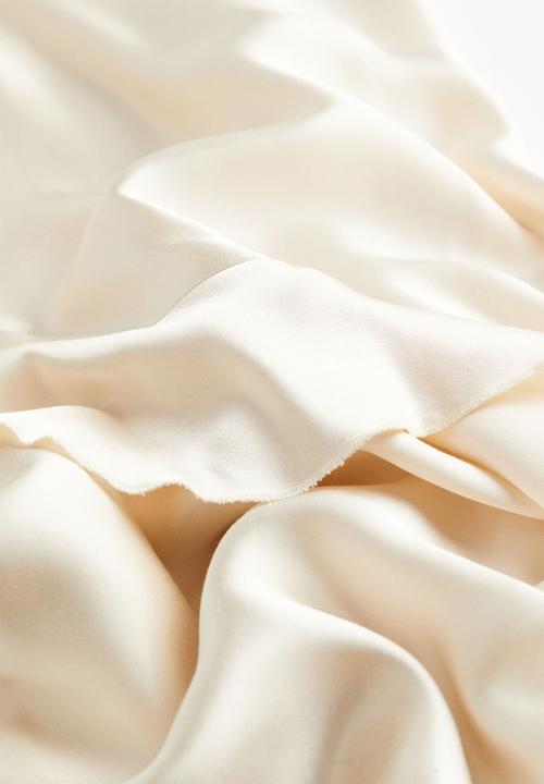 H&M - Flounced satin slip dress - cream