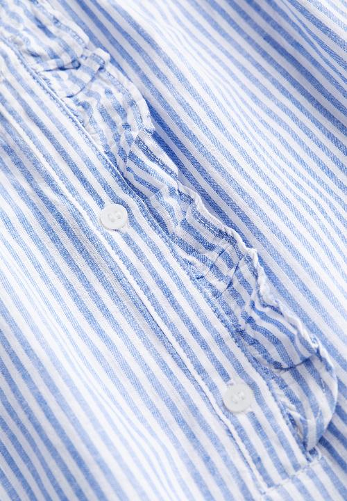 H&M - Frill-trimmed linen-blend blouse - blue