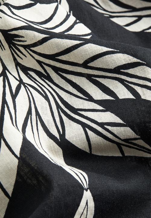 H&M - Linen-blend wrap dress - black