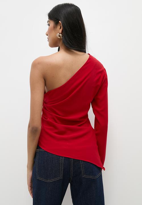 Superbalist - Soft draped asym shell - red