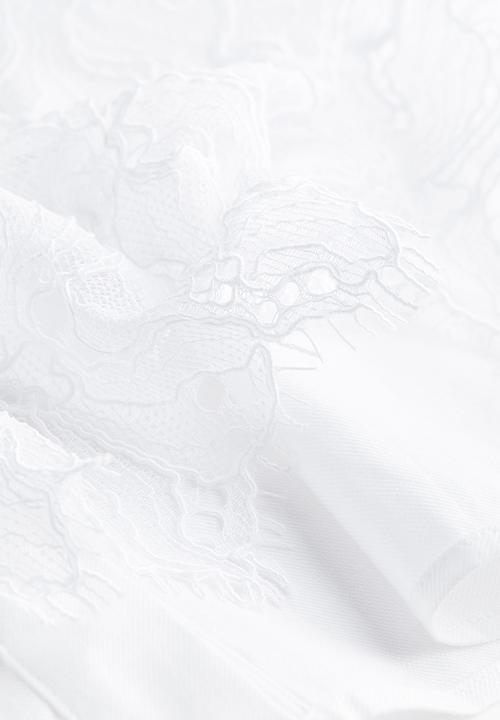 H&M - Lace-back linen-blend shirt - white