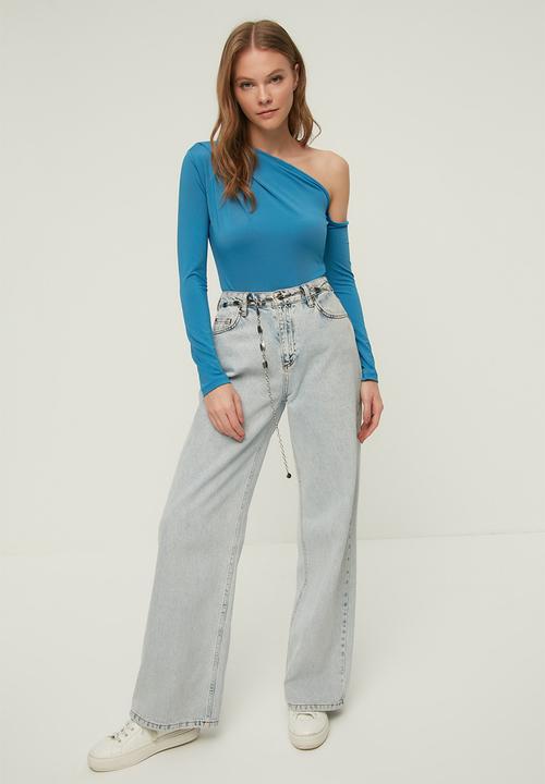 Trendyol - Asymmetrical collar bodysuit - indigo