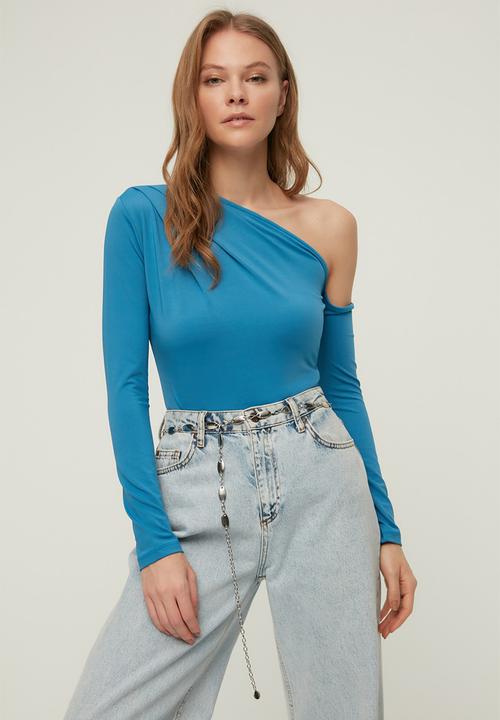 Trendyol - Asymmetrical collar bodysuit - indigo