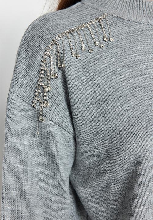 Trendyol - Stone detail crewneck sweater - grey
